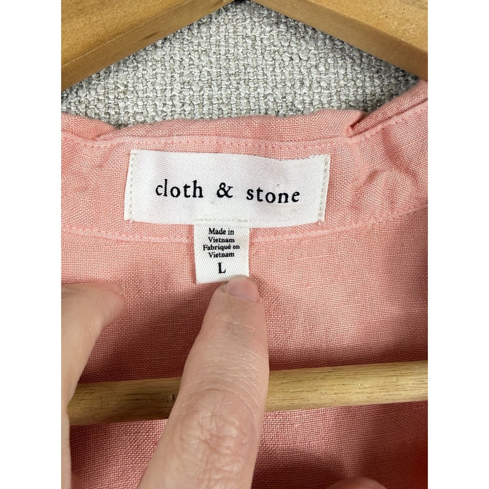 Cloth & Stone Linen Blend Sleeveless Button Top Pink Large Collared - Picture 4 of 5